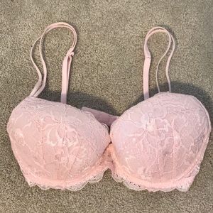 PINK lightly lined lace demi bra 32D